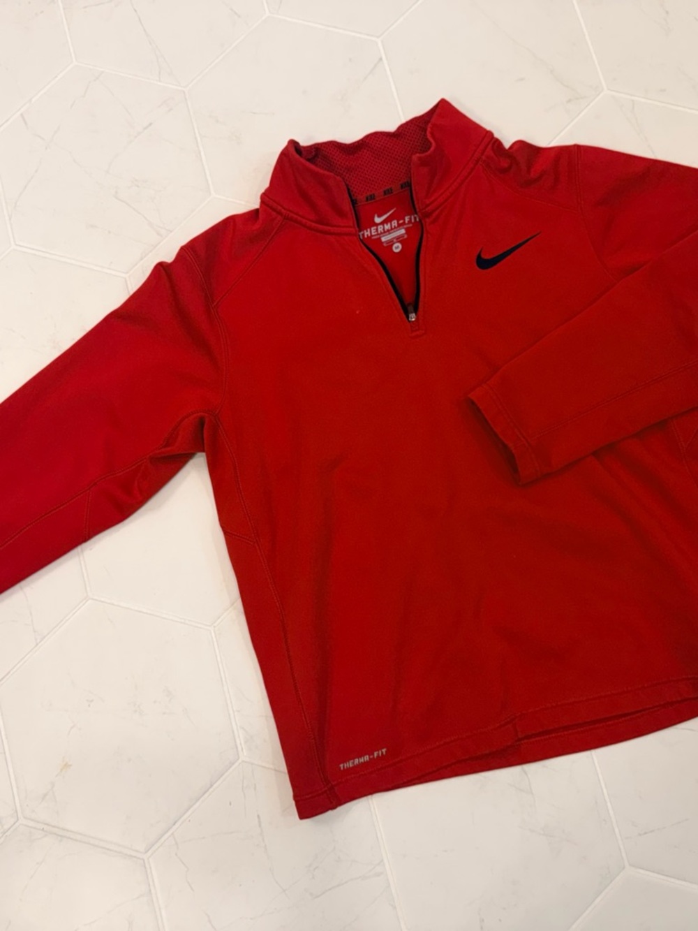Nike Red Quarter-Zip Therma-Fit Pullover with Black Trim